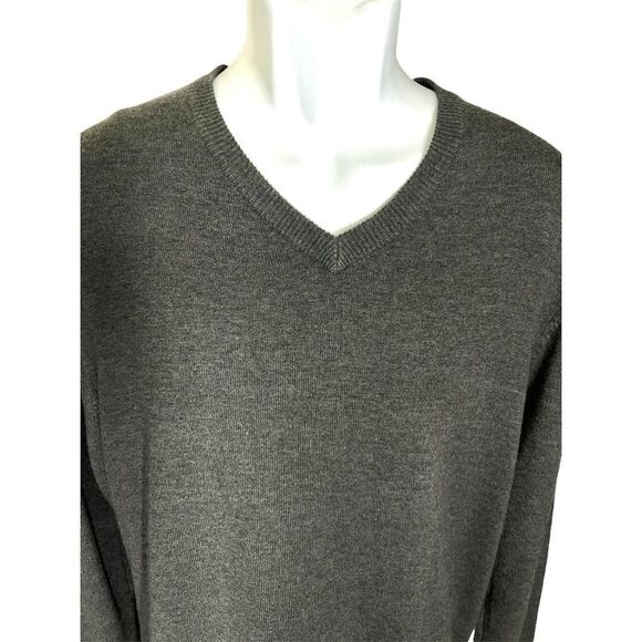 STRUCTURE Gray V-Neck Pullover Long Sleeve Sweater Men’s Size Medium - Picture 2 of 5